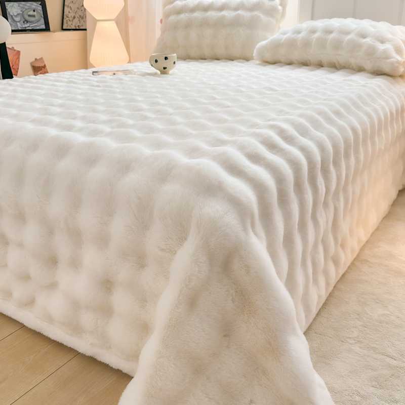 Домашний текстиль Nantong 2025, новое утолщенное однотонное покрывало из кроличьего меха, оптовая закупка