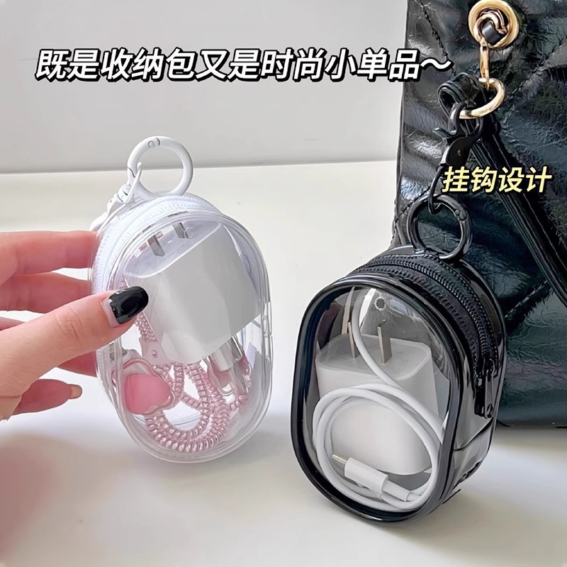 Transparent Data Cable Cosmetics Bag, Travel Digital Charger Cable Management Protection, Visual Multi-Purpose Organizing Portable Bag