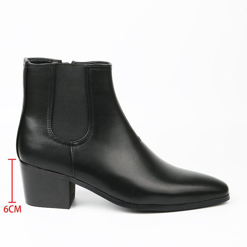 New Autumn and Winter Chelsea Boots for Men, Fashionable High-Heeled Short Boots, Small Square Toe High-Heeled Boots for Men, High-Heeled Boots for Men