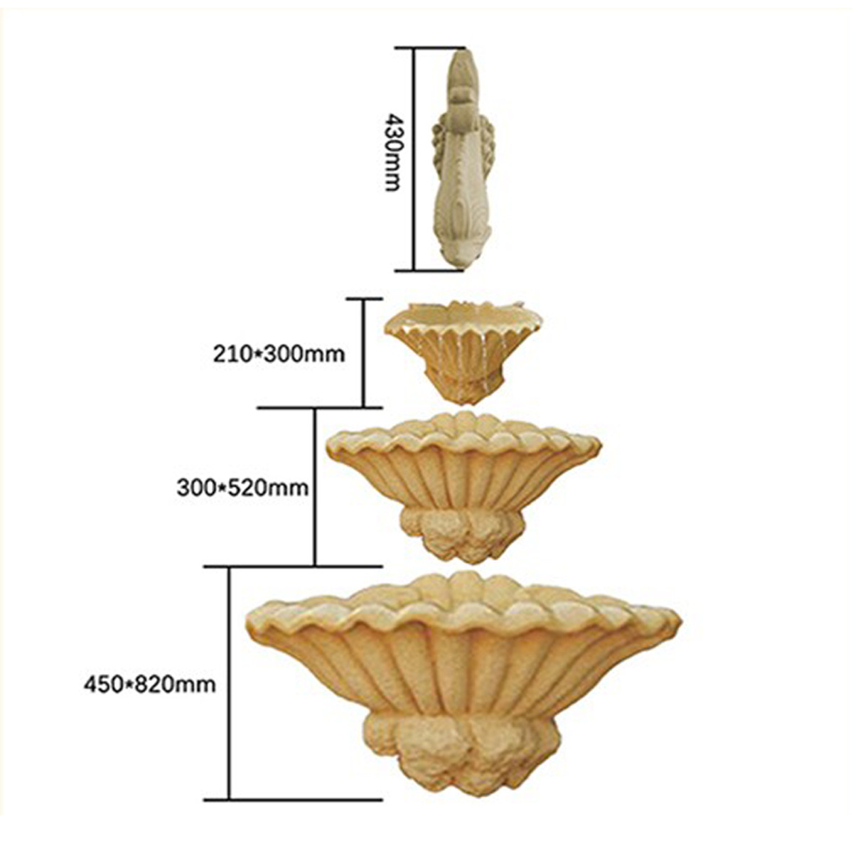 Sandstone Sculpture Garden Landscape Water Spray Fish Pendant Fiberglass Shell Flowing Water Half Basin European Flower Pot Flower Bowl Water Collector