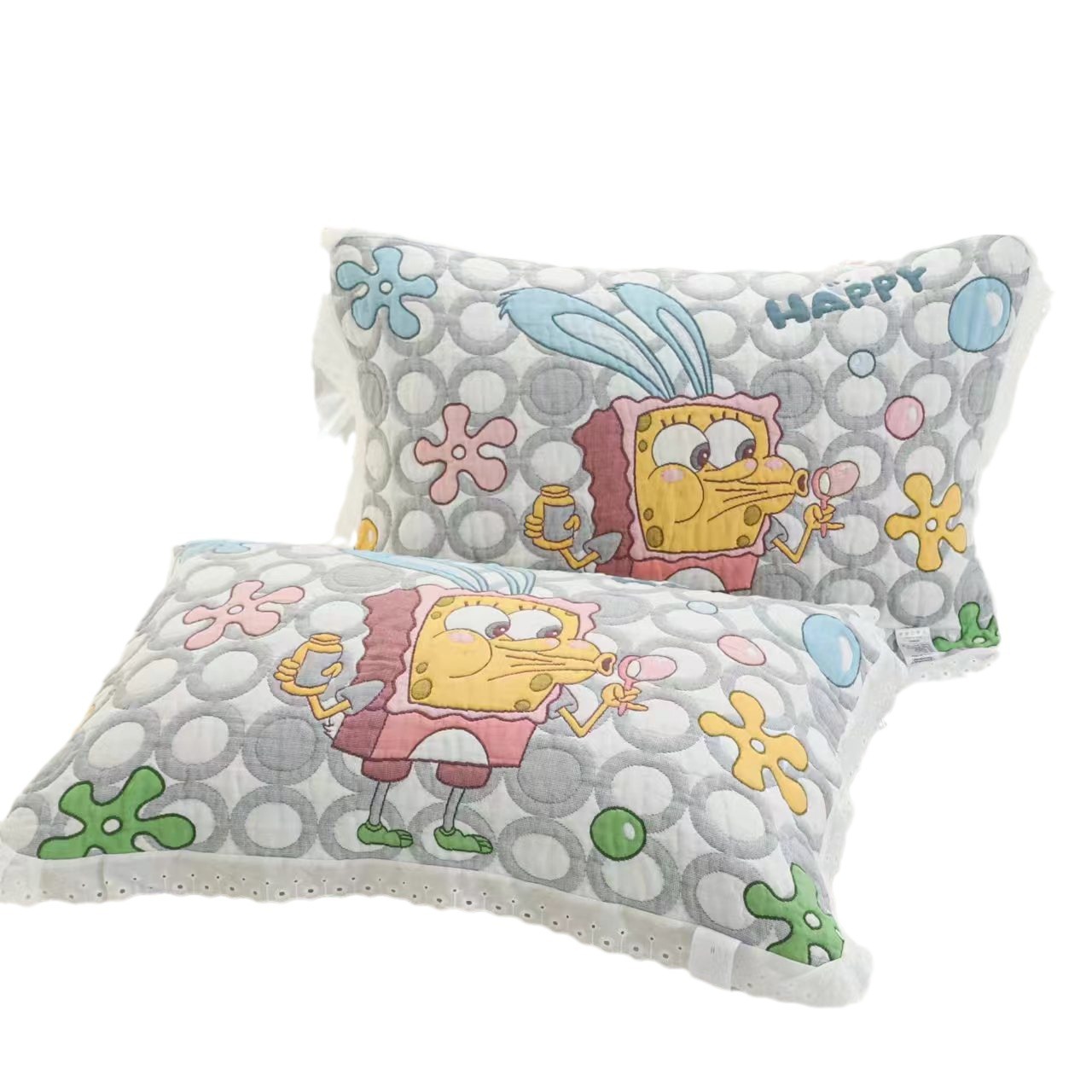 Soft Combed Cotton Cloud Cotton Fiber Korean Style Lace High Temperature Sand Wash Cloud Puff Pillow Towel Category A