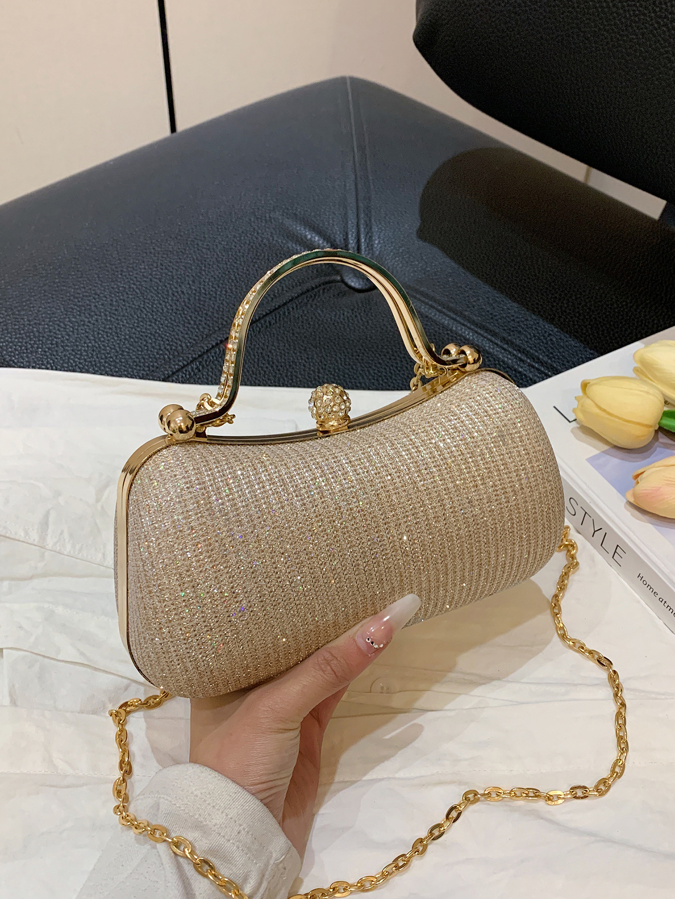 Evening Bag This Year's Popular Women's Texture and Exquisite Women's Bag Simple Lock Small Bag Single Shoulder Crossbody Chain Bag for Women