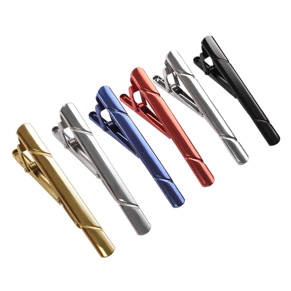 Cross-Border New Stainless Steel Mirror Polished Tie Clip Men's Business Simple Twill Tie Clip Box Set for Men