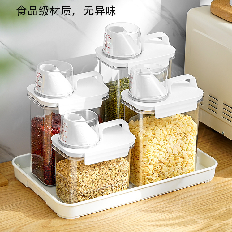 Герметичный контейнер для круп, кухонный мерный стакан, утолщенная банка для риса, хранения муки, сухофруктов