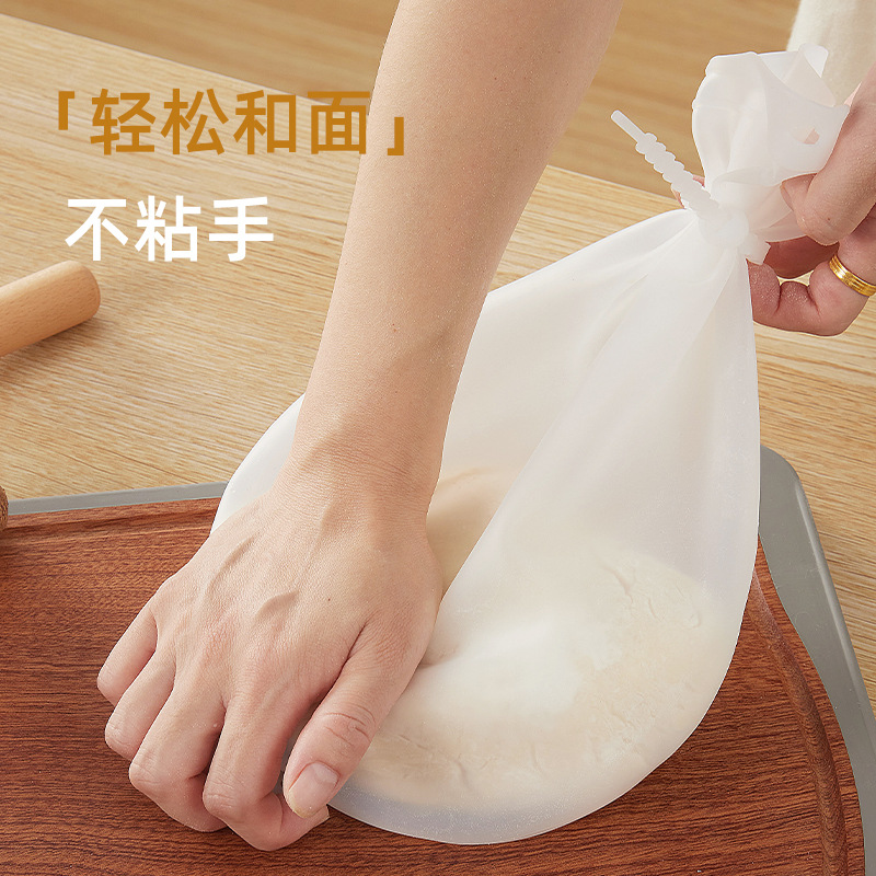 Food Grade Silicone Kneading Bag Household Non-stick Hand Living Noodle Bag Thickened Baking Kitchen Noodle and Noodle Fresh-keeping Mixed Vegetables