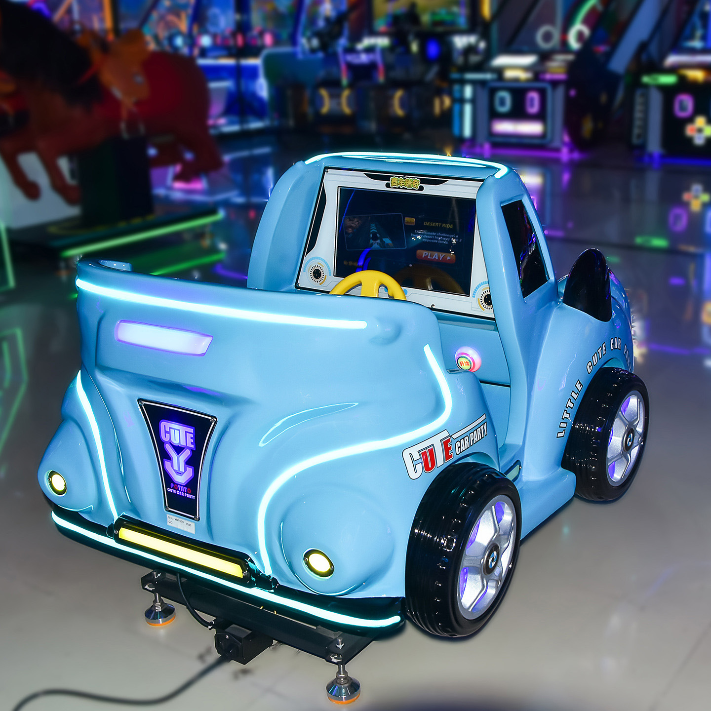 Fiberglass Rocking Car Children's Coin-Operated Game Machine Commercial Indoor Single Car Racing Swing Machine Customization