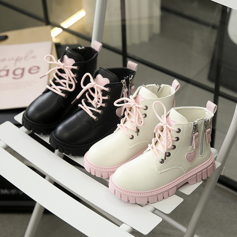 Девочковые ботинки с боковой молнией осень-зима новые ботинки для детей средний и большой размер