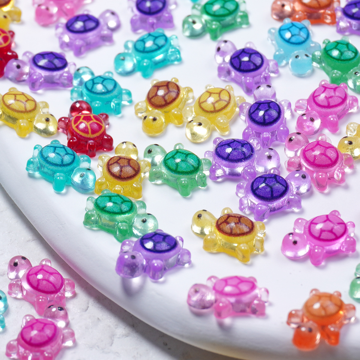 Trendy Cartoon Glow-In-The-Dark Turtle Nail Art Decorations Resin Rhinestone Nail Accessories DIY Materials Small Accessories