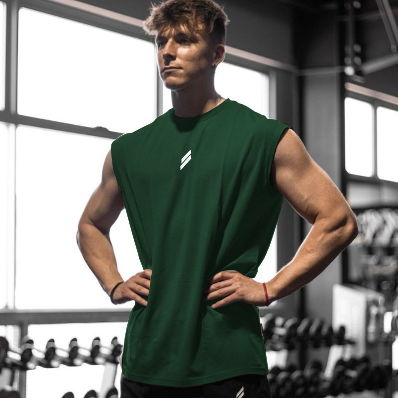 GYM Summer Fitness Sports Vest Men's Breathable Moisture Absorption Loose Training Sleeveless Quick-drying Waistcoat Short-sleeved Fitness Clothes