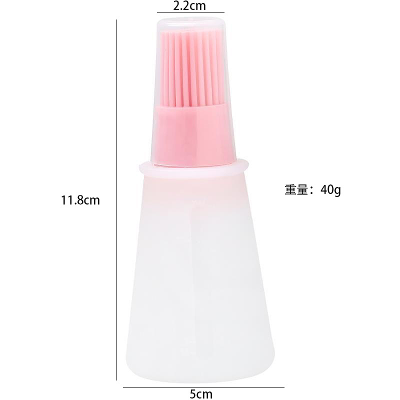 Silicone Oil Bottle Brush Outdoor Barbecue Seasoning Brush with Scale and Lid Squeeze Oil Bottle Sauce Brush Baking Oil Bottle