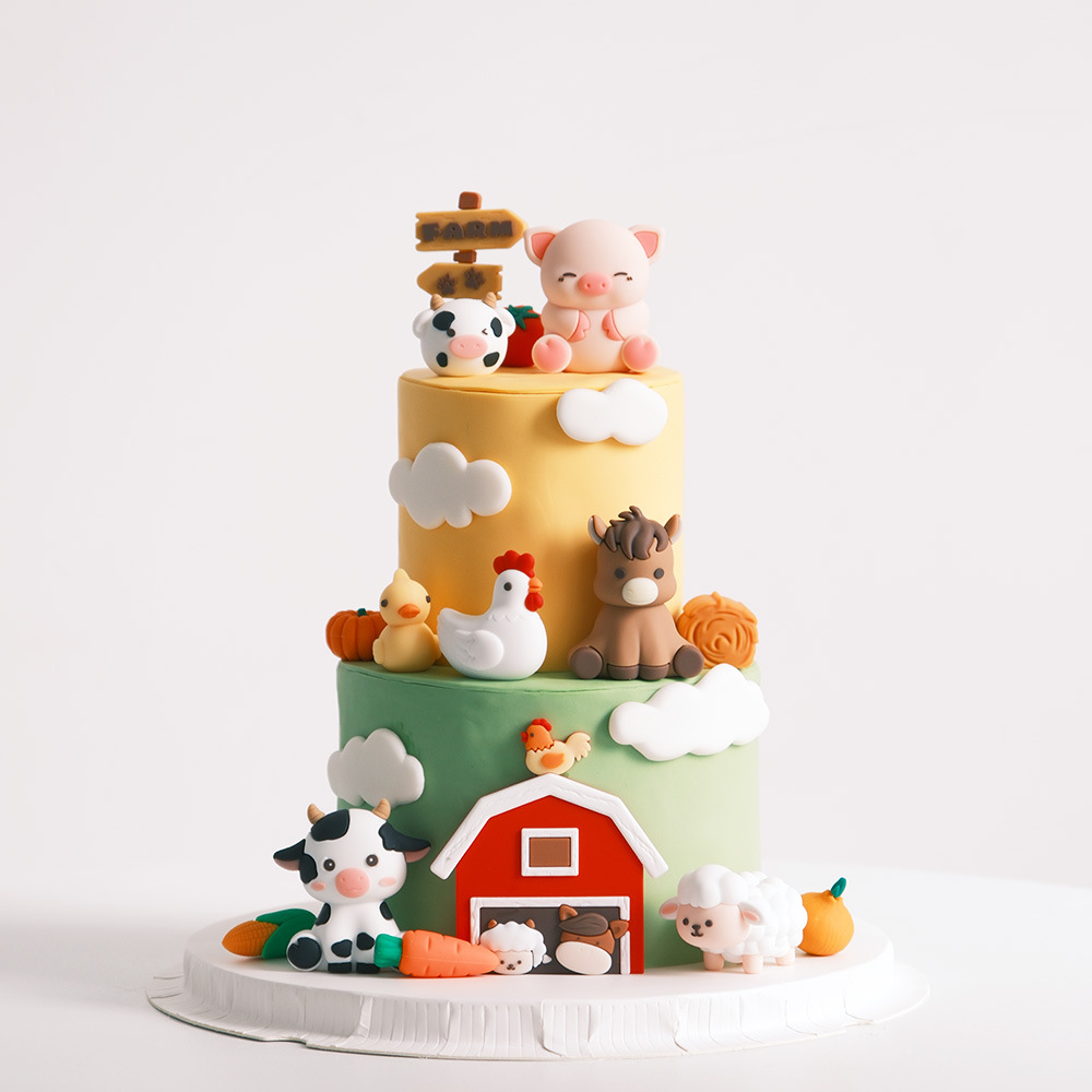 Декорации для торта из серии Интернет-знаменитостей: поросенок, пони, ягненок, цыпленок, утка, украшения с сеном, куклы для стола