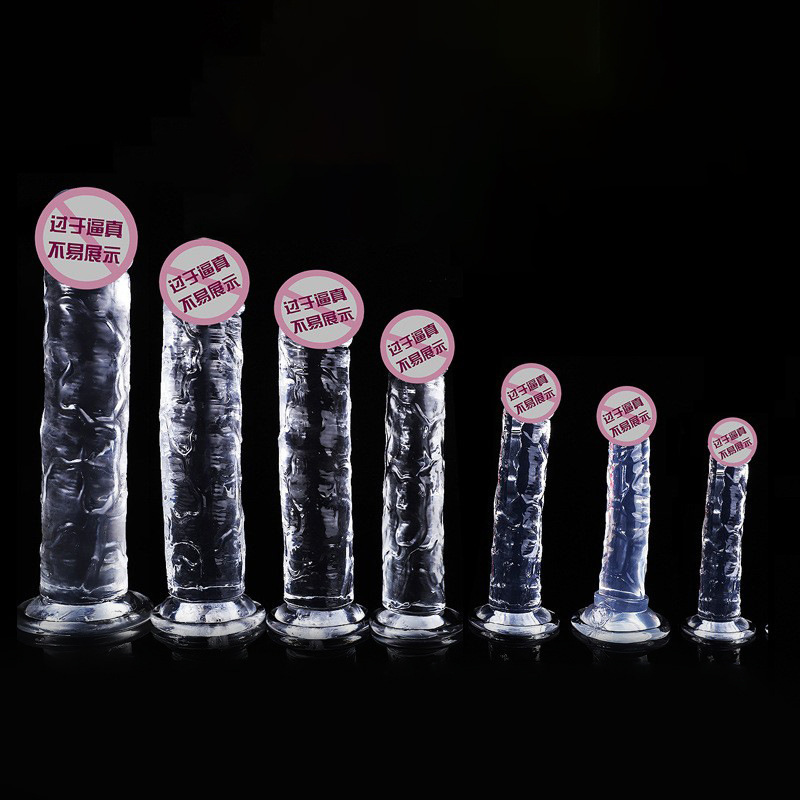 Eggless Penis Transparent Silicone Crystal Simulation Large, Medium and Small Female Masturbation Stick Dildo Sex Toy