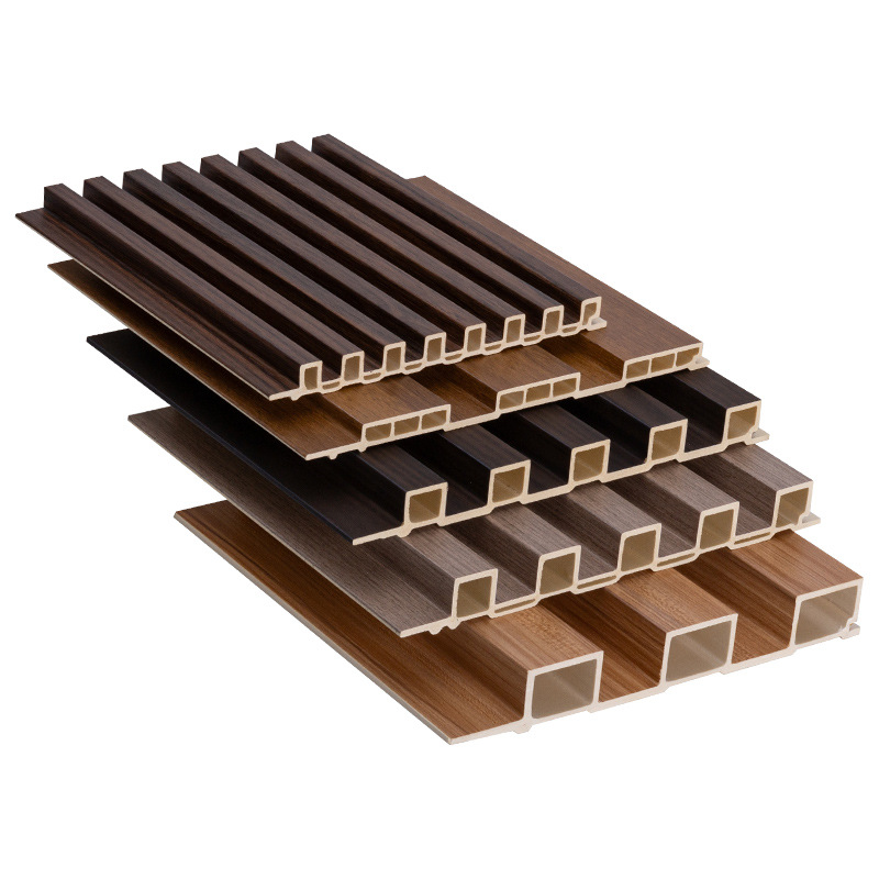 Customized Wpc Grille Concave and Convex Wall Protection Foreign Trade Special Wood Grain Paint-Free Ceiling Decoration Bamboo Wood Fiber Grille Board