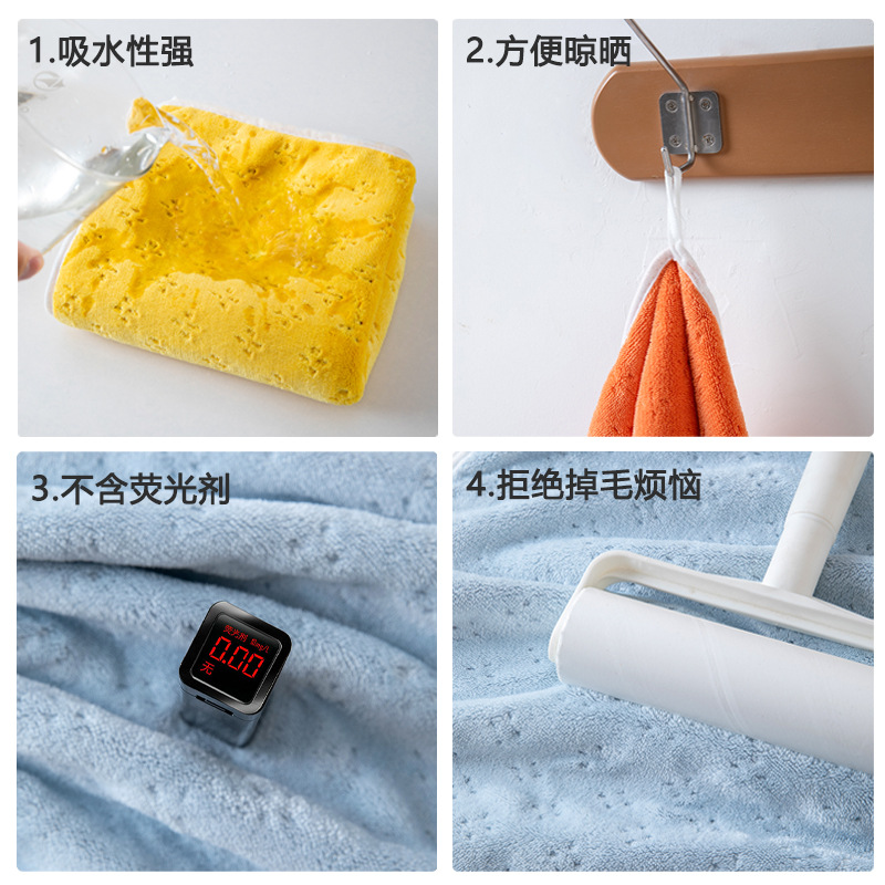 Manufacturer Wholesale Double-Sided Two-Color Coral Fleece Towel, Thickened, Enlarged, Soft, Breathable, Absorbent, Household Bath Towel