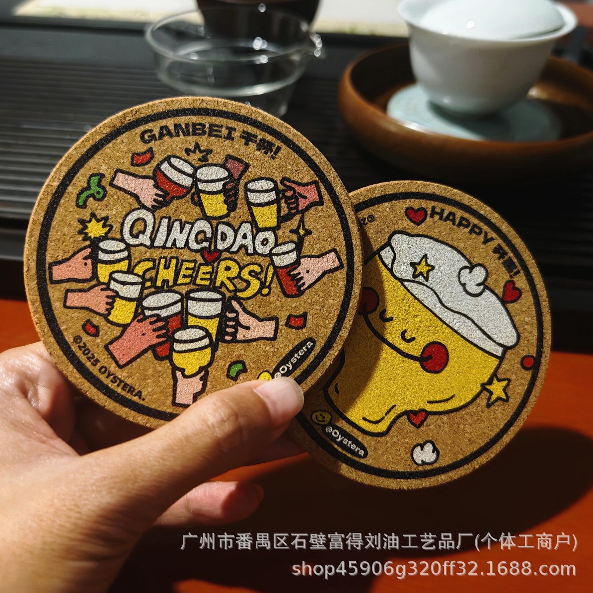 Индивидуальные подставки из пробки с шелкографией и изображениями, круглые изолированные пробковые коврики, чистые пробковые подставки для чая