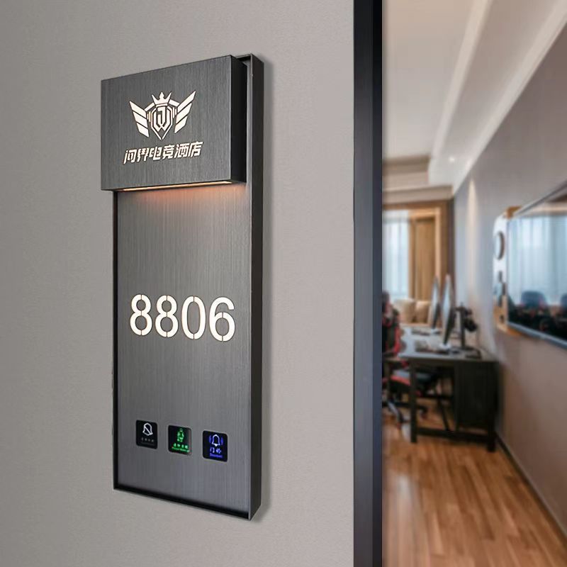 Номер двери из нержавеющей стали для отеля с LED подсветкой, простой номер двери для KTV