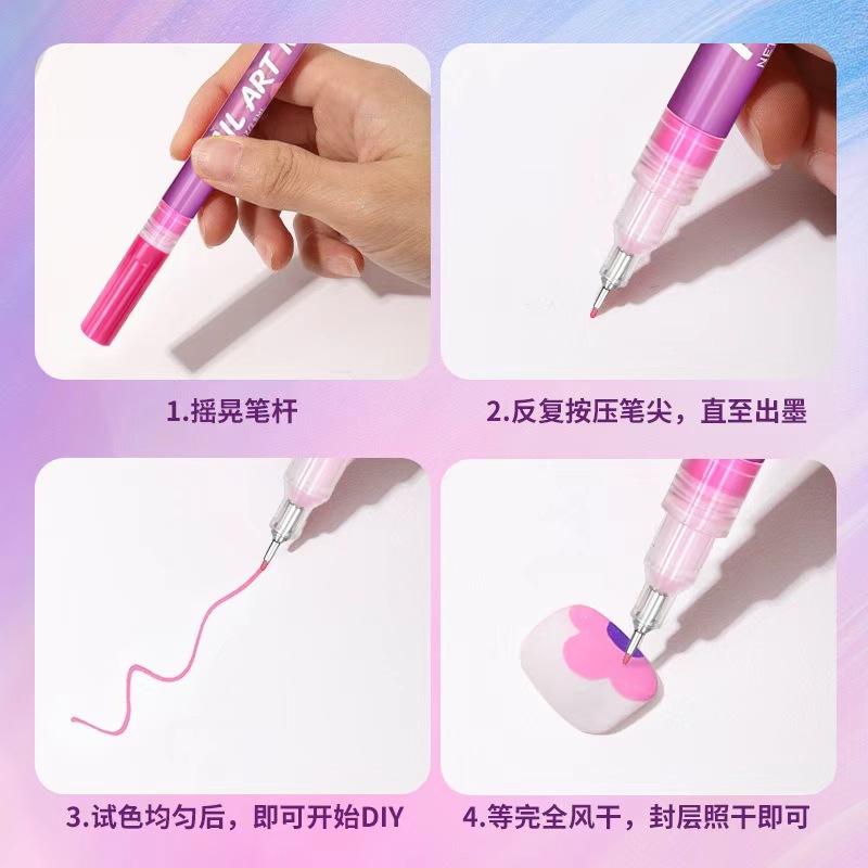 12-Color Ultra-Fine Nail Art Pen, Line Drawing Pen, Dotting Needle Pen, DIY Hand-Painted Outlining Pen, Nail Art Graffiti Pen