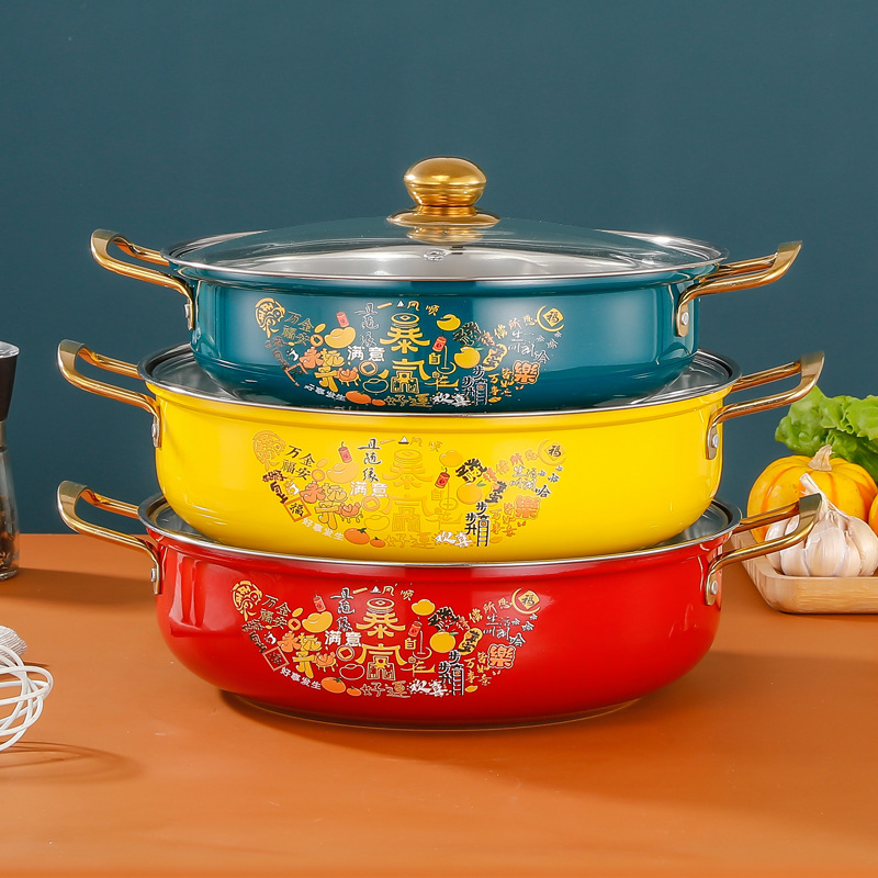 Stainless Steel Basin Vegetable Pot Buddha Jumping Wall Seafood Heating Pot Thickened Hot Pot with Lid Anti-sticking Fish Scale Bottom Household Large Soup Pot