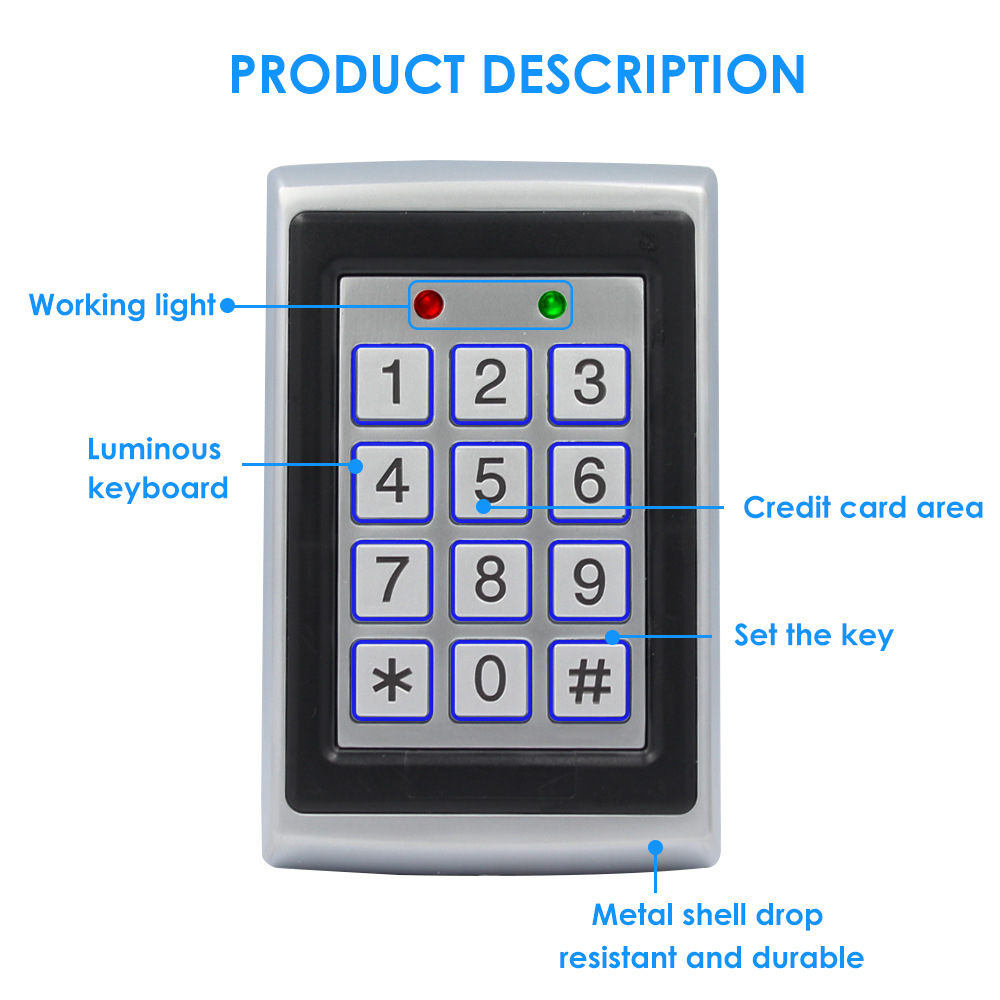 Metal Keyboard Access Control All-In-One Machine Id Sensor Password Access Control Machine with Doorbell Community Access Controller All-In-One Machine
