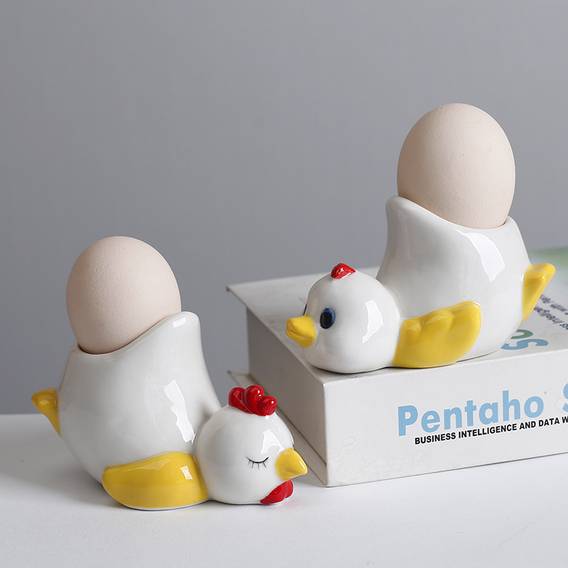 Cross-border European-style Chicken Ceramic Egg Cup Breakfast Egg Cute Fresh and Simple Decoration Desktop Living Room Home Decoration
