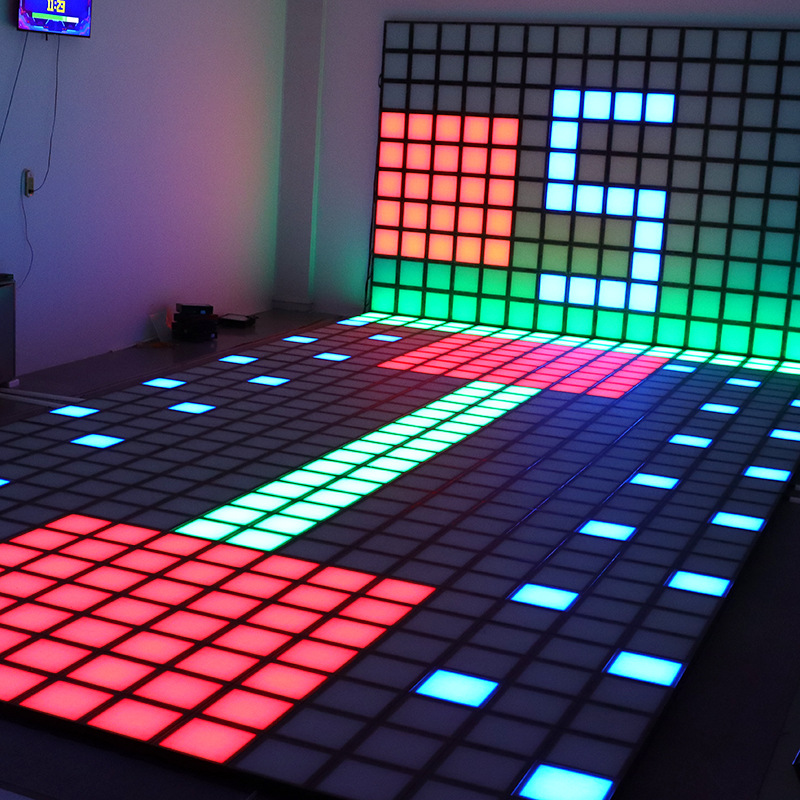 Dancing Interactive Grid Game Floor Tiles Lights Shopping Mall Amusement Park Foot-Operated Led Grid Floor Lights Interactive Game