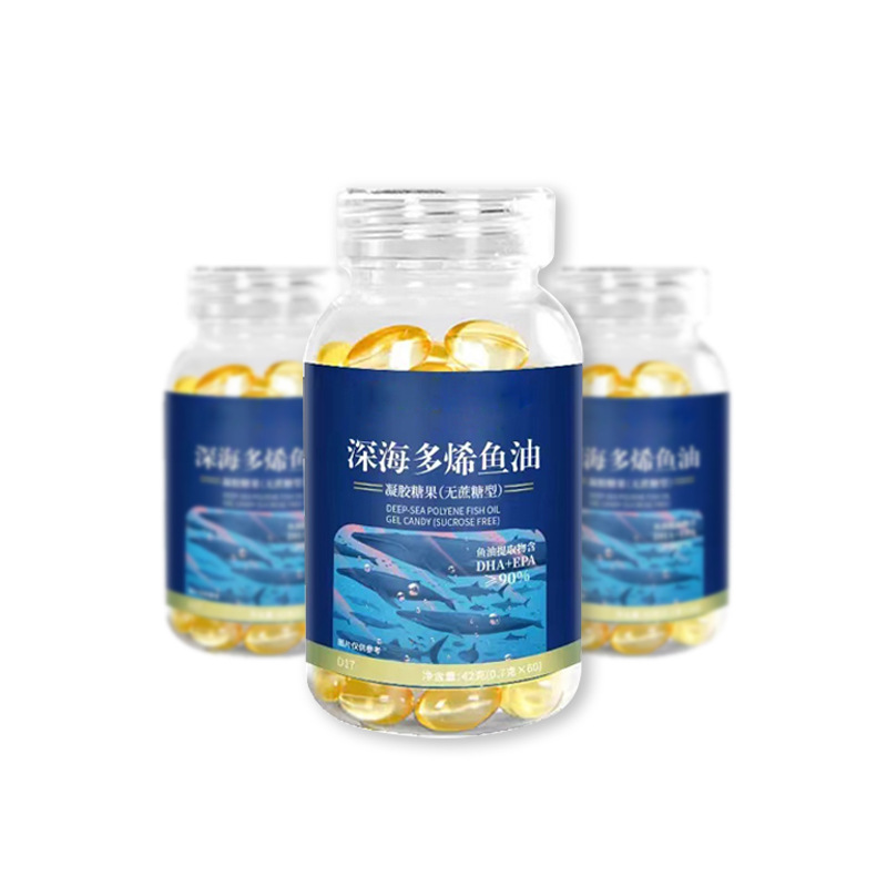 Deep Sea Polyene Fish Oil Gel Candy Oem Processing Deep Sea Fish Oil Dha + Epa Export Soft Capsule Fish Oil