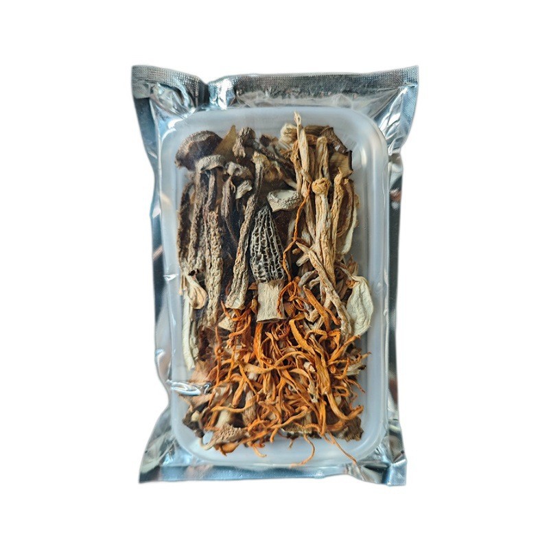 Mushroom Soup Packs with Morel Mushrooms, Deer Antler Mushrooms, and Bamboo Fungus, Dried Mushrooms, Agricultural Products, Yunnan Colorful Mushroom Soup Packs for Soup Making, Wholesale
