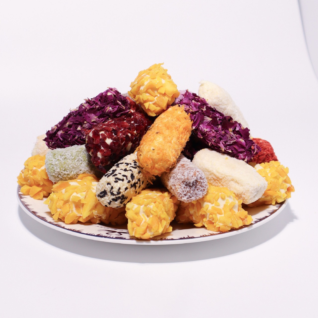 Brushed Soufflé Scenic Spot Popular Three Food Salted Egg Yolk Egg Roll Soufflé Internet Celebrity Pastries Bulk Snacks Wholesale