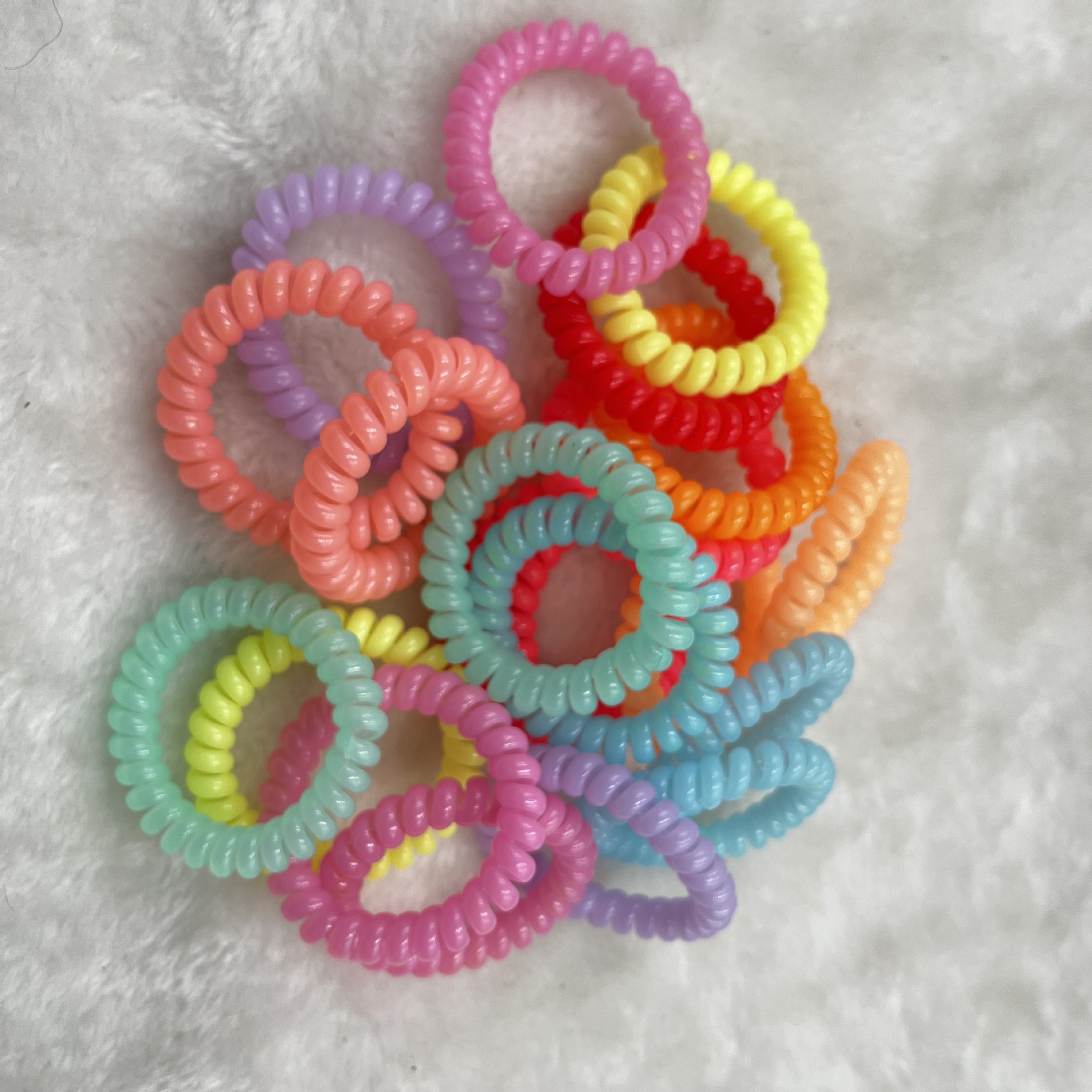 Factory Direct transparent telephone line hair band women's hair rope colorful candy color high elastic head ring one-piece delivery