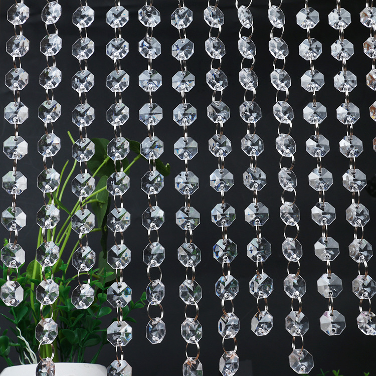 Acrylic Crystal Octagonal Bead Chain Wedding Decoration Bead Curtain Hotel Partition Decoration Curtain Ceiling Material Wedding Special Use