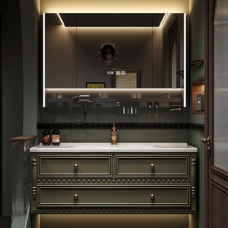 French Retro Bathroom Cabinet Ceramic Integrated Basin Washbasin Cabinet Combination Bathroom Hand Washbasin 2025 New Style