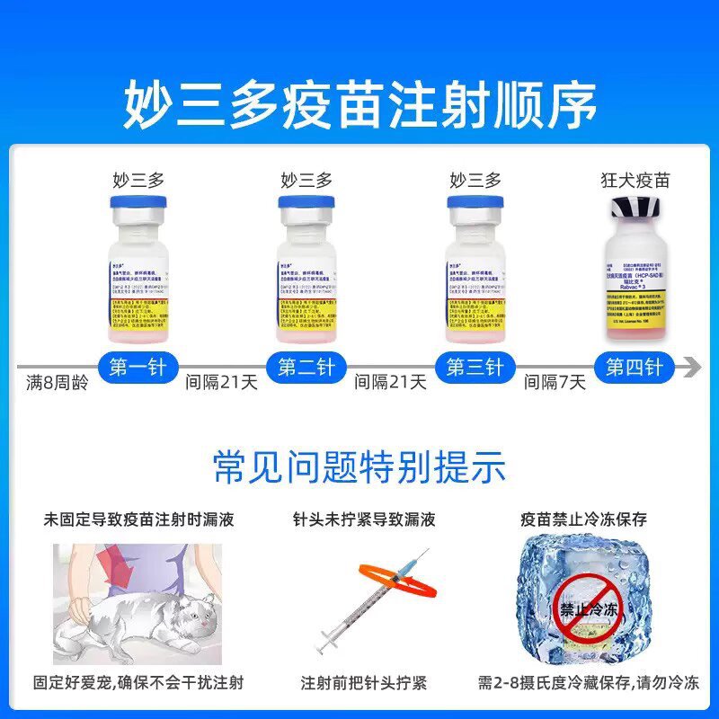 Pfizer Miaosanduo Rabies Vaccine Weijia Five Five Weijia Eight Eight Cat Vaccine Kitten Dog Vaccine Cat Plague Pet Biwei