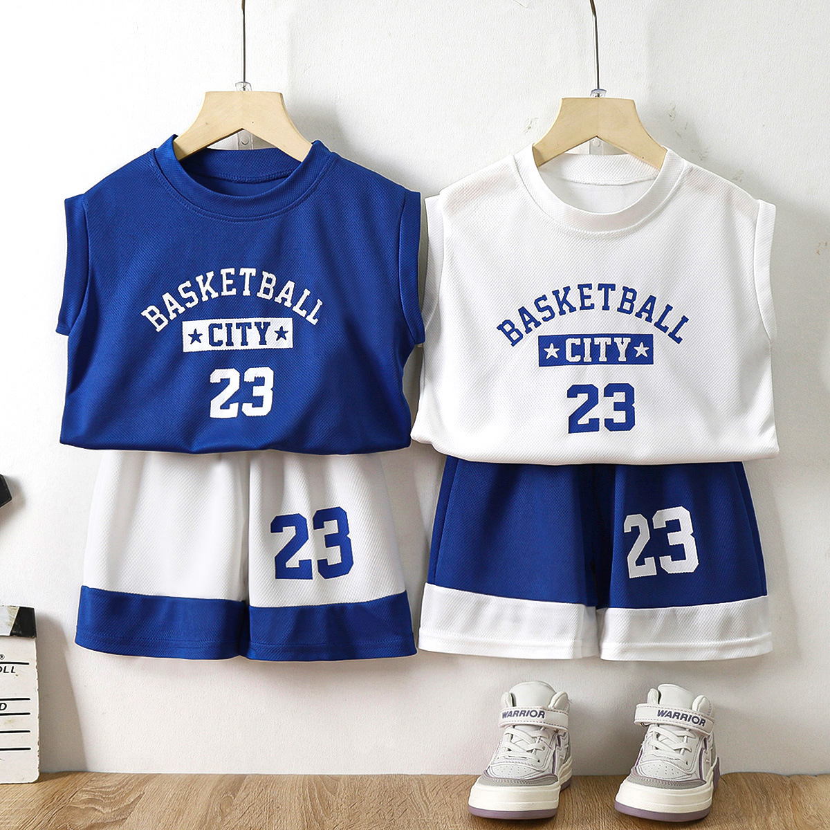 Спортивный костюм для детей на лето, жилет без рукавов, сетчатый, быстро сохнущий, в западном стиле, для мальчиков, тонкий джерси