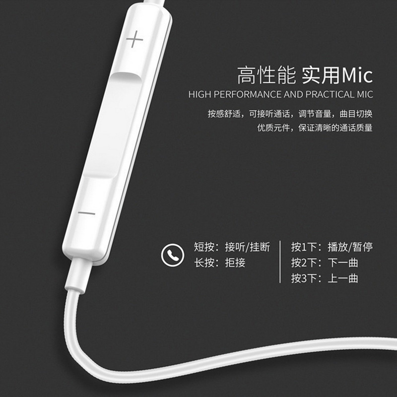 3.5mm for Apple Huawei Android In-line Wired Headset type-c Digital In-ear Crystal Box Headset