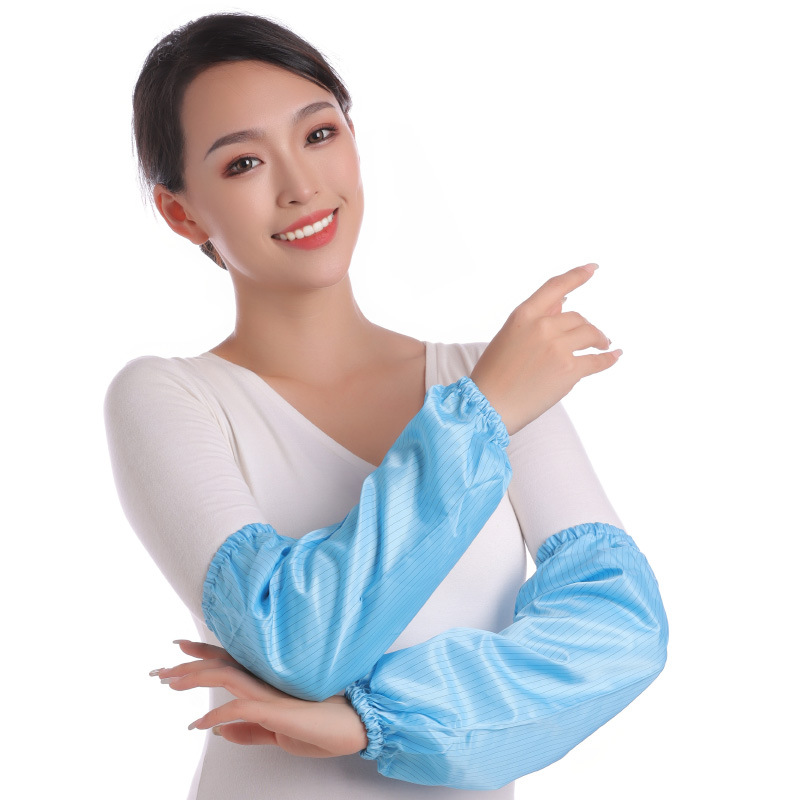 Anti-Static Striped Sleeves for Cleanroom Use, Dust-Free Protection for Men and Women in Electronic Factories, Blue Cross-Border