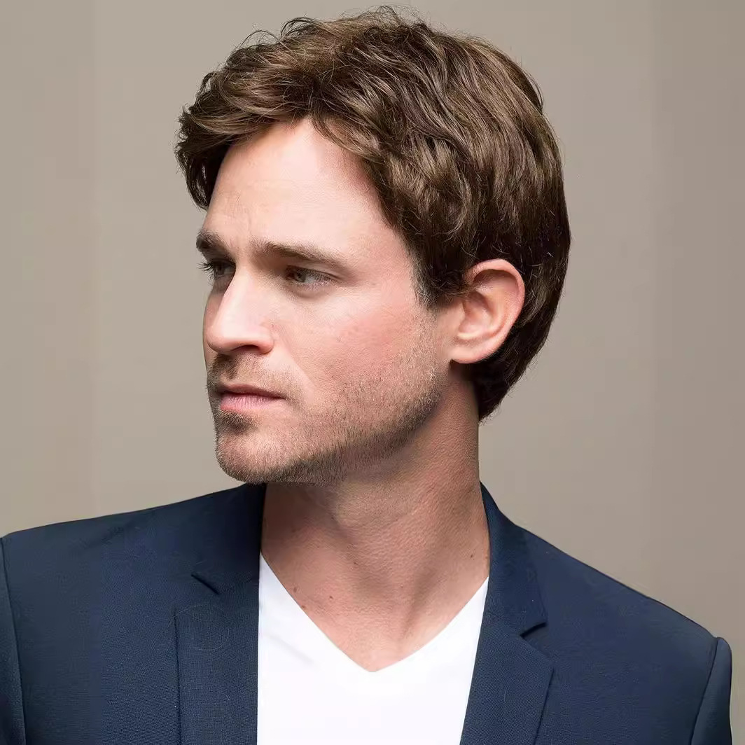 Foreign trade Europe and the United States hot men's wig men's short hair wig bangs partial brown wig a generation of hair