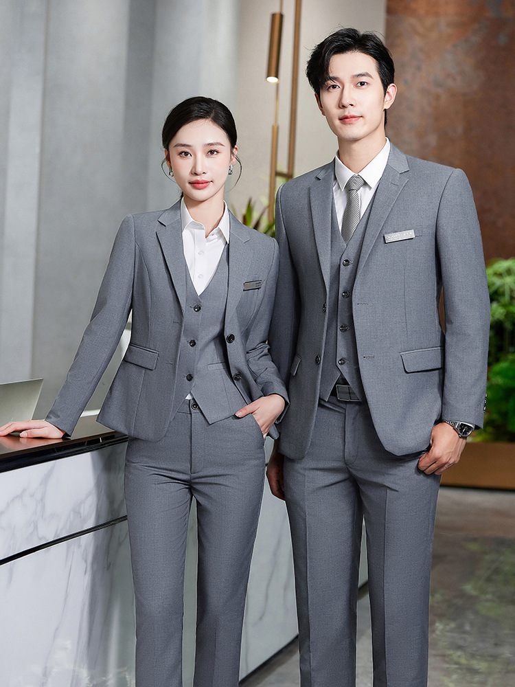 Two-Button Business Suit Suit for Men and Women, Same Style for College Students, Black Suit, Insurance Professional Formal Jacket, Workwear