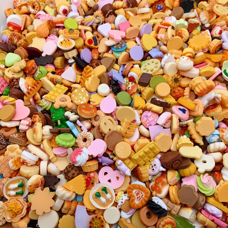 Популярные удачные пакеты с миниатюрными игрушками с едой, материалы для декора DIY, резиновые аксессуары