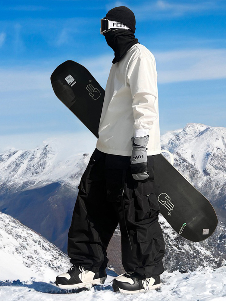 Ice South Korea Multi-Pocket Waterproof Sports Ski Pants for Men and Women Violet American Heavy Industry Snow Wear-Resistant Trendy Pants