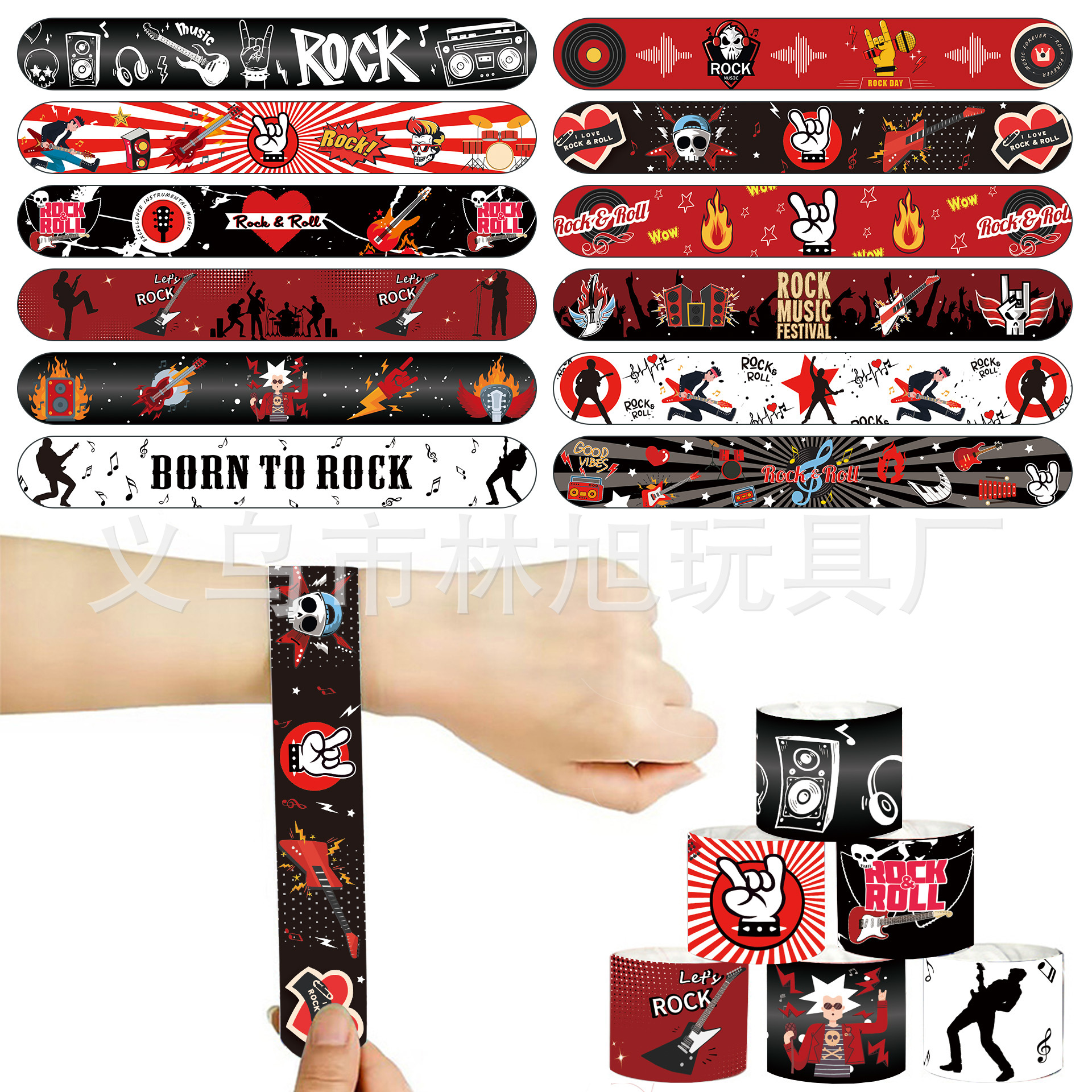 Браслет с кольцом Snap Rock Theme PVC 12 Singer Music Rock Party