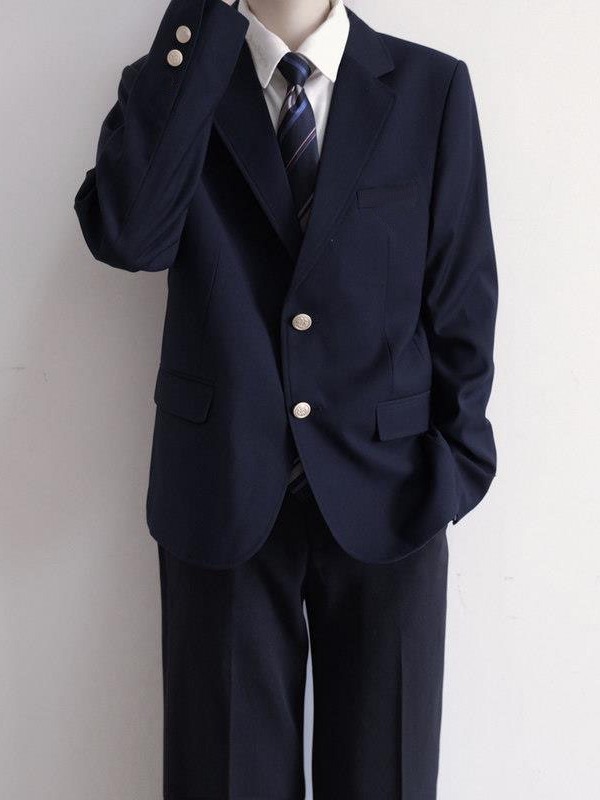 Preppy Style Boys DK Uniform Suit JK Loose Outwear Class Uniform College Uniform Basic Autumn and Winter Black Suit