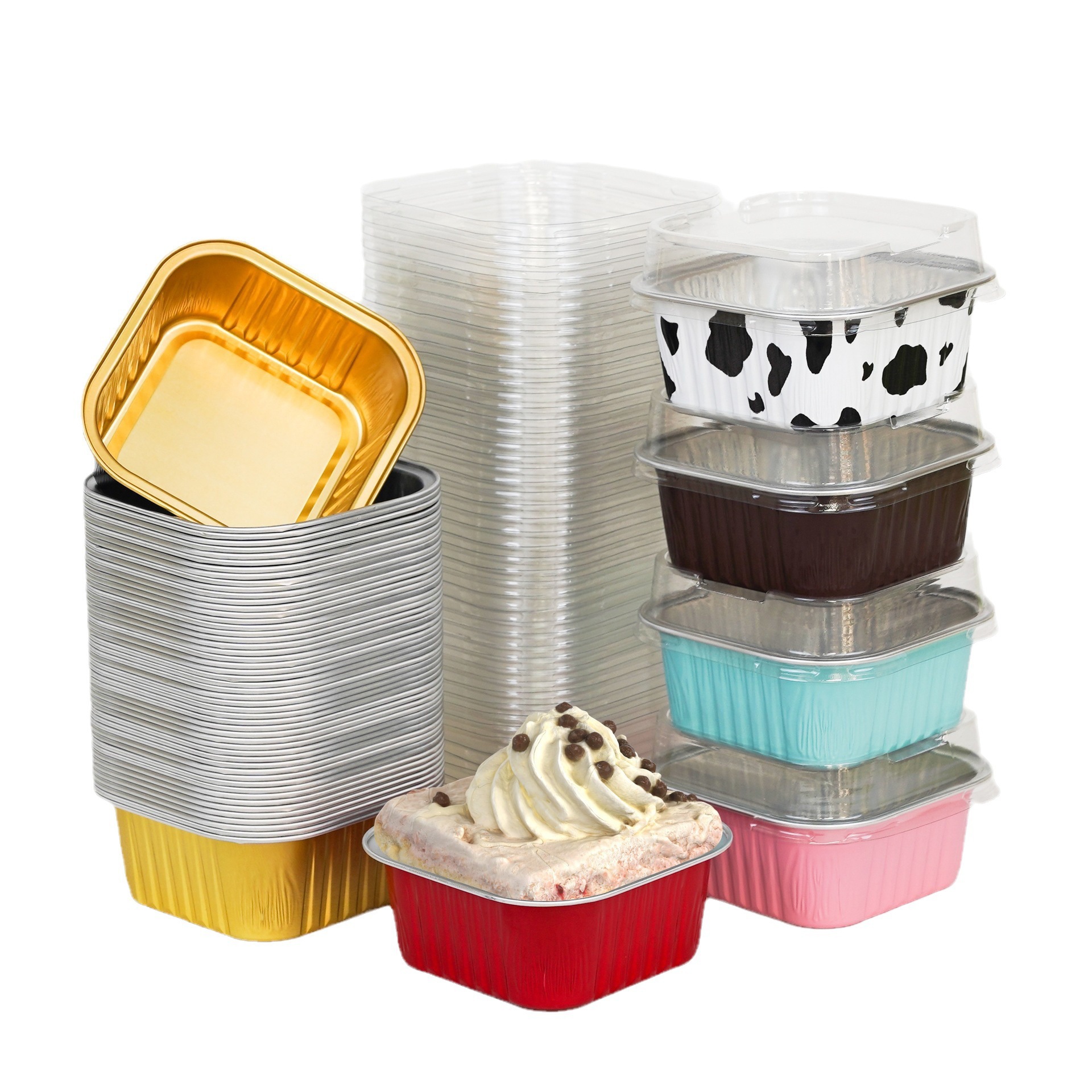 9035 Pudding Cup 150ml Iceberg Lava Packaging Chocolate Cake Mousse Tiramisu Dessert Square Box