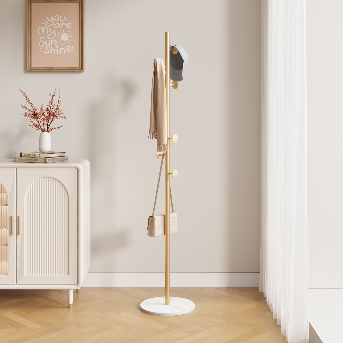 Light Luxury Bedroom Floor-Standing Clothes Rack Metal Tree Branch Slate Coat Rack Living Room Vertical Clothes Storage Rack