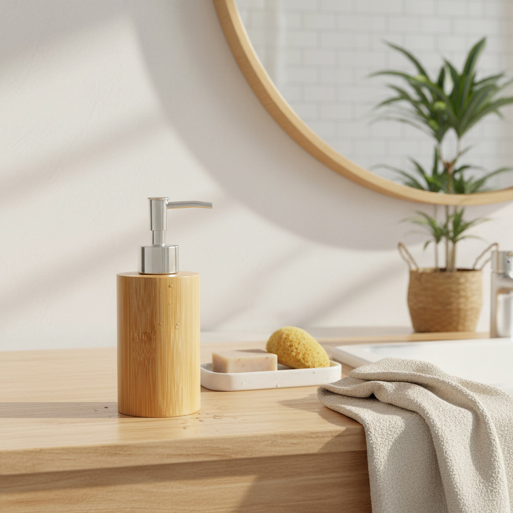 Wooden Dispensing Bottle Push-Type Shower Gel Shampoo Hand Sanitizer Empty Bottle Portable Lotion Bottle Customized Logo