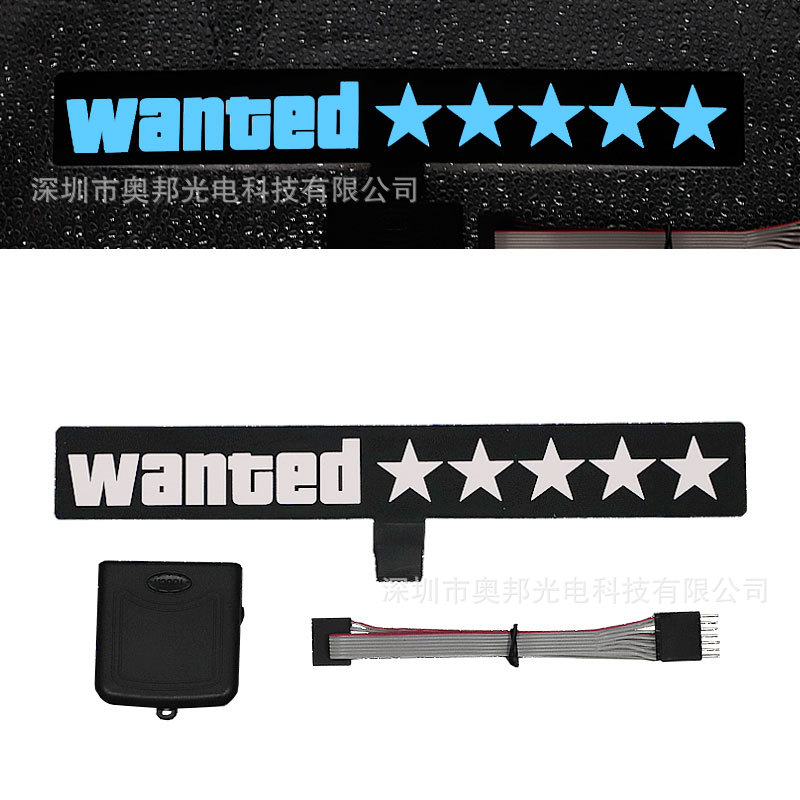 Foreign trade hot sale led light-emitting car stickers cold film heart-shaped pattern JDM wanted five-star light-emitting car stickers pattern
