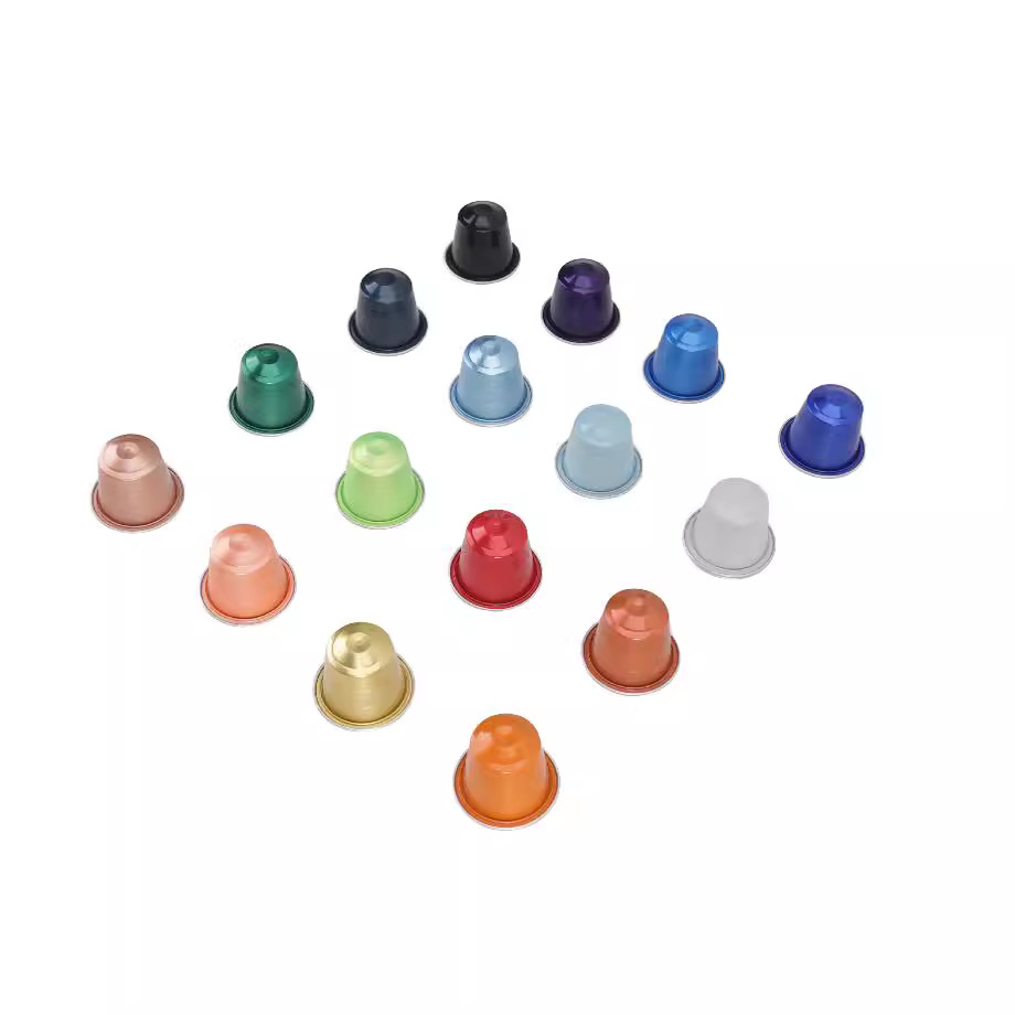 disposable aluminum empty color aluminum foil coffee capsule 15 ml coffee capsule with hot lid, coffee capsule machine