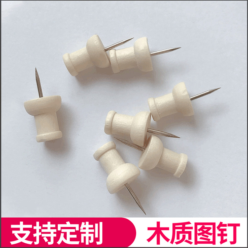 Wooden Push Pins for Kindergarten Message Boards, Creative Photo Wall Felt Cork Board Fixing Large Head Pins