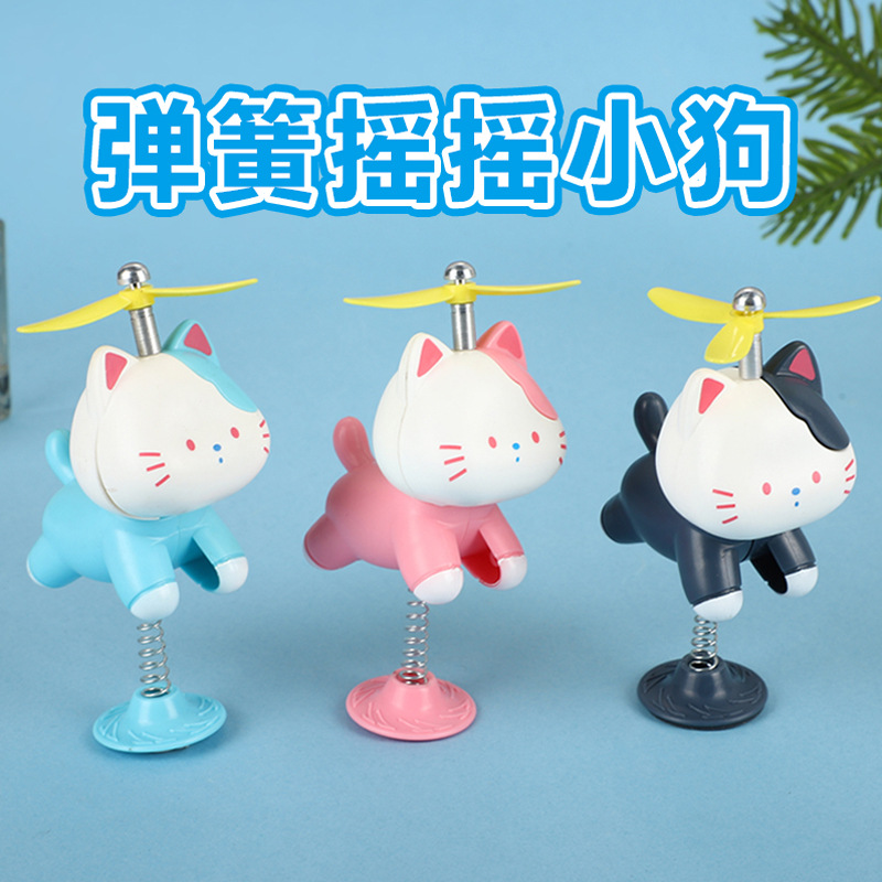 Car center console spring ornaments car blessing lucky cat decorations healing car shaking head small ornaments