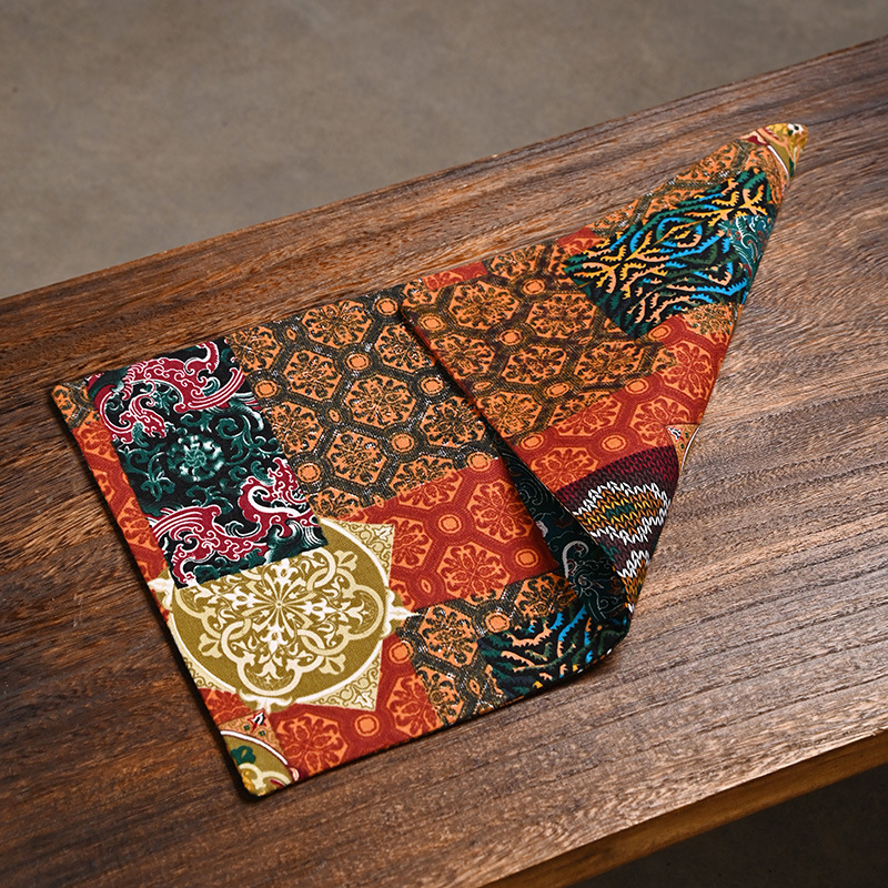 Chinese Tea Mat Patchwork Double-Sided Printed Tea Mat Fabric Tea Cloth Zen Tea Coaster Retro Tea Mat Tea Table Mat