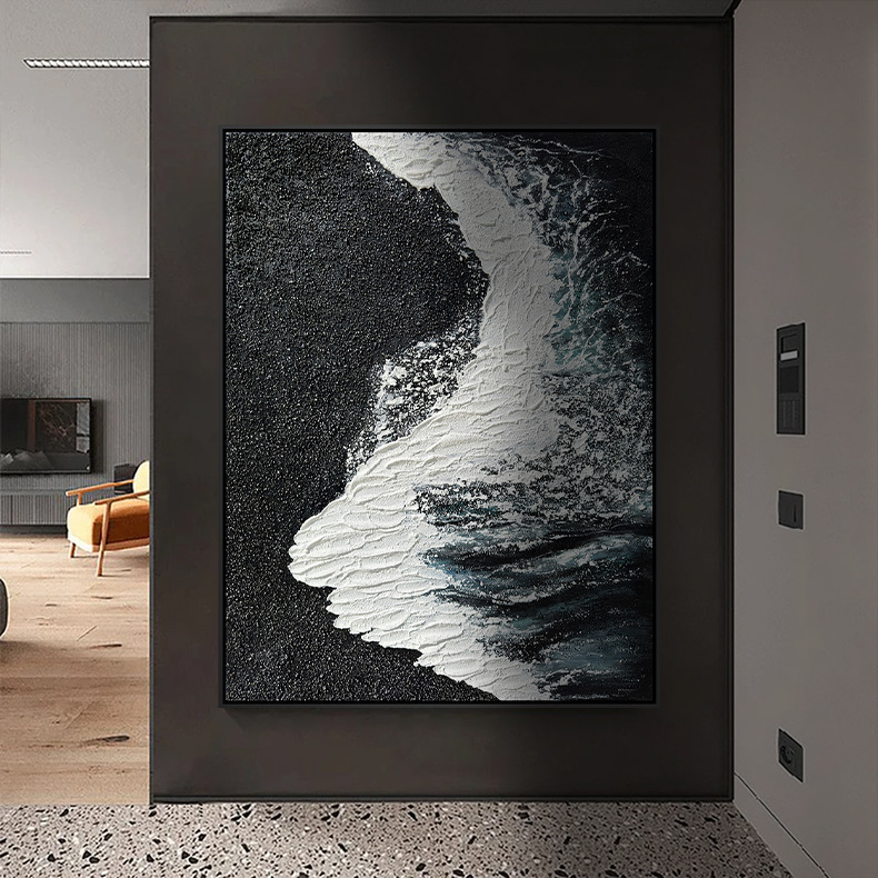 Cross-Border Hot-Selling Hand-Painted Oil Paintings, Wavy Landscape Hanging Paintings, Light Luxury Wall Hangings, Entrance Hall, Living Room and Bedroom Decorative Paintings